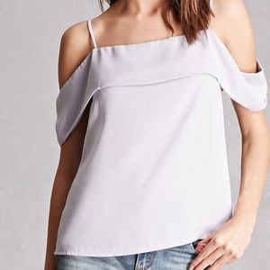 Gray foldover open shoulder top NEW